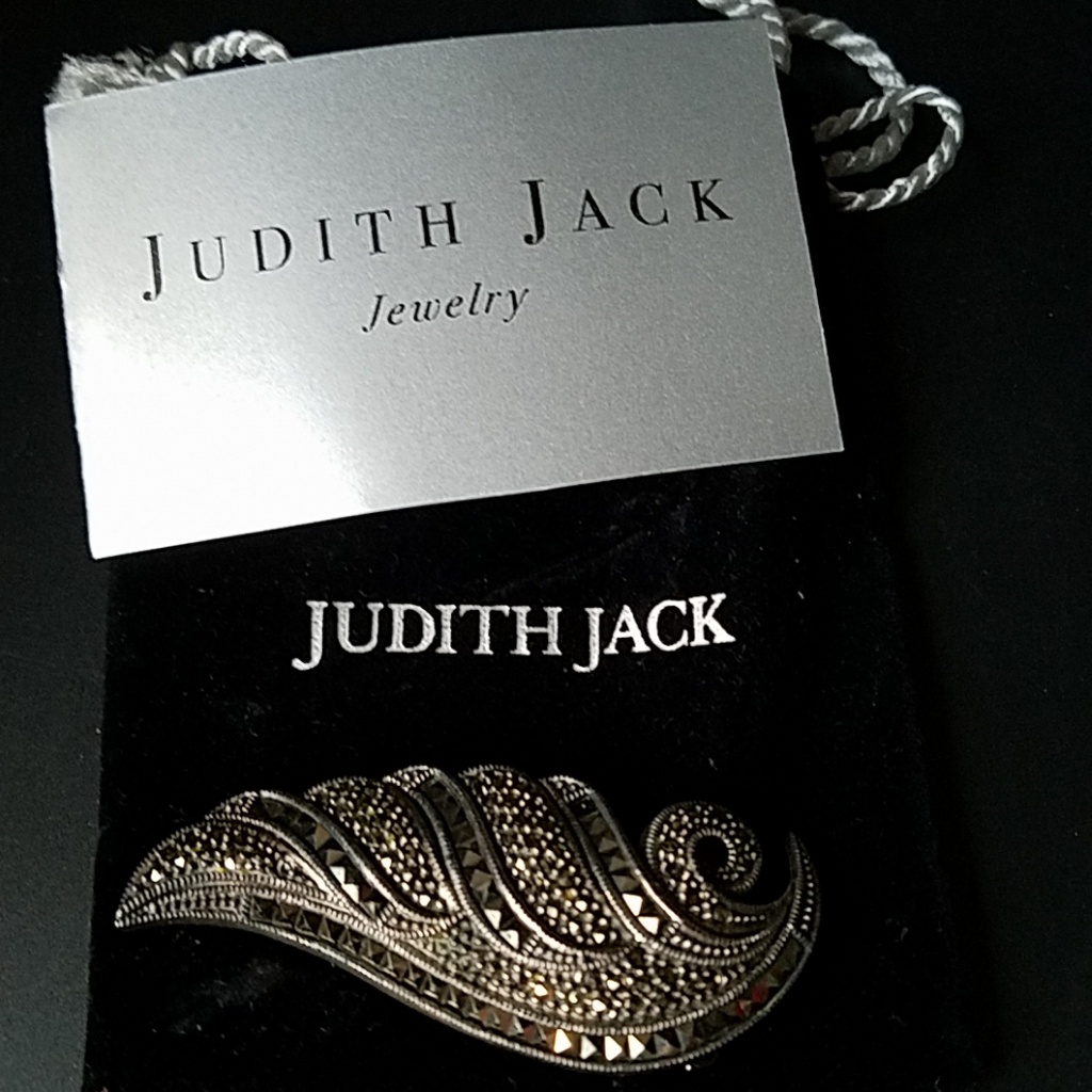 Sterling Silver Marcasite Deco Judith Jack Brooch